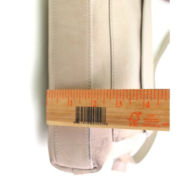 ABLE BRAZIL BEIGE REAL LEATHER ZIP TOP X-BODY PURSE SHOULDER BAG HANDBAG - Picture 13 of 16